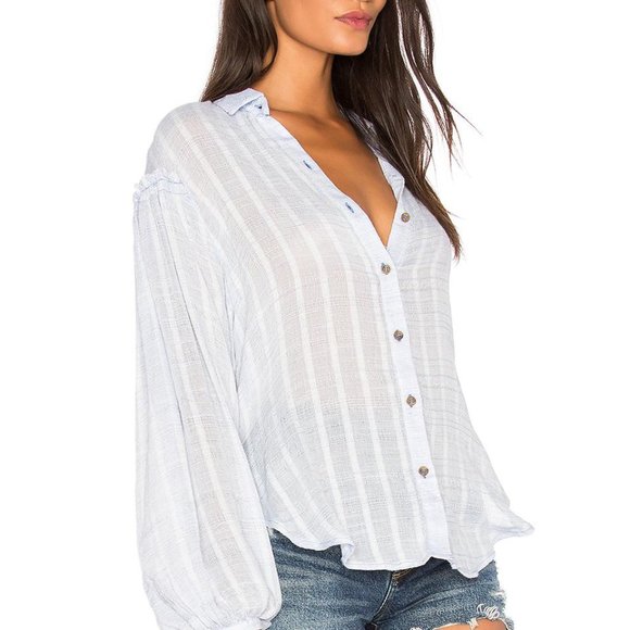 Free People Light Blue Blouse - Picture 5 of 12